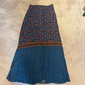 NATURAL LIFE Vibrant Blue and Orange Maxi Skirt